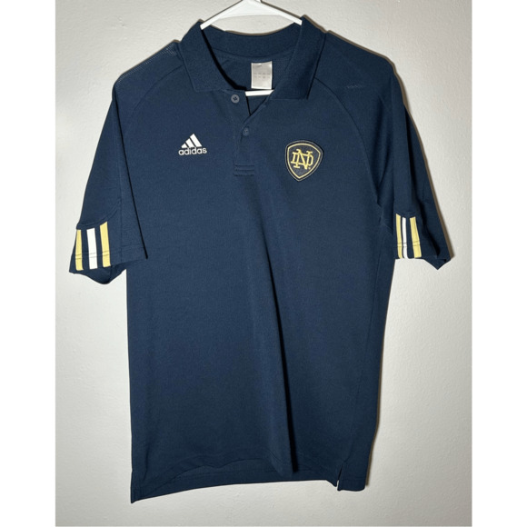 Notre Dame Fighting Irish Adidas ClimaCool Blue Athletic Polo Golf Sz M - Picture 1 of 10